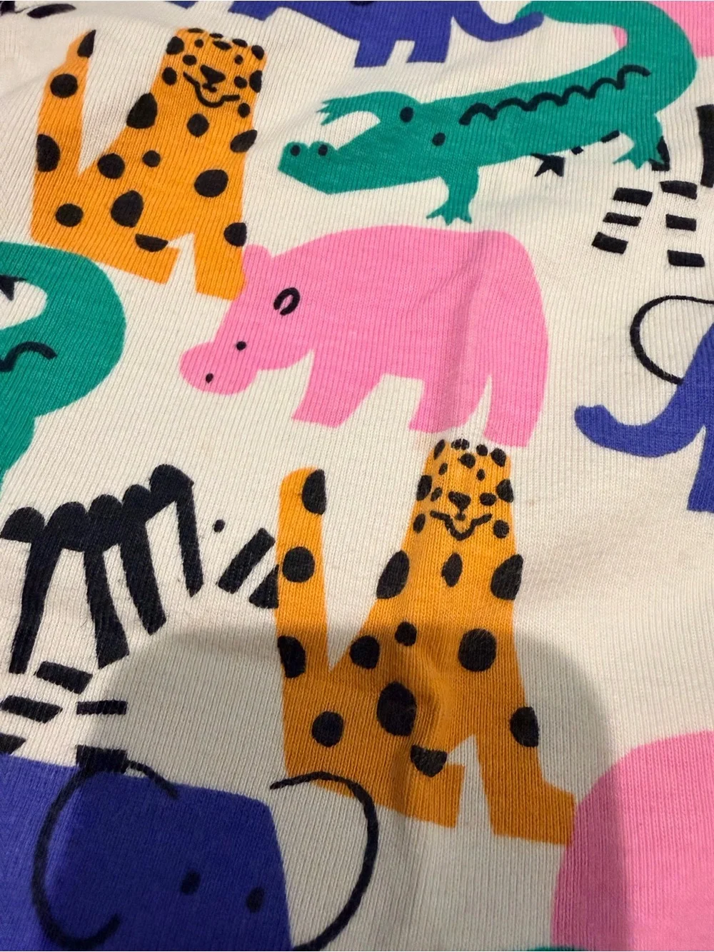 Hanna Andersson White Pajama Set with Pink, Blue, Green & Yellow Animal Print